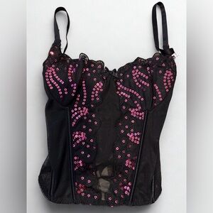 Black and Pink Sequin Women's Top